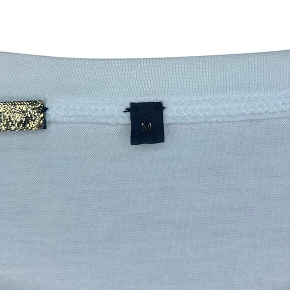 Kobi Halperin White 3/4 Sleeve Spencer Embroidered Top Ruffle Size M Bell Sleeve - Picture 9 of 12